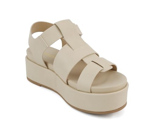 Image of Soda inchAmenda inch ~ Women Round Toe Fisherman Platform Low Heel Wedge Sandal with Adjustable Ankle Strap