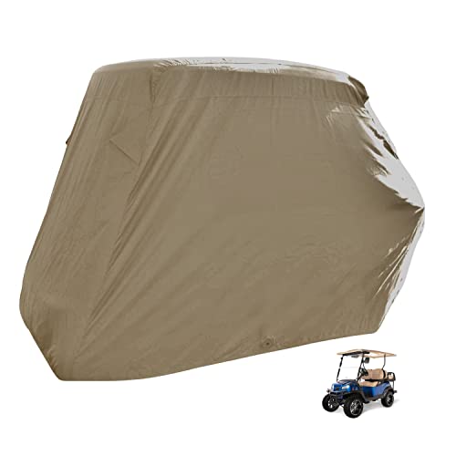 Formosa Covers | Premium Golf Cart Storage Cover for EZGo, Club car 4 Seater with 2 Seater Roof up to 58" L Taupe