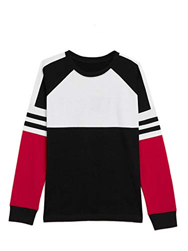 Image of GRITSTONES Multicolour T-Shirt for Boys and Kids with Stipe On Sleeves - GSKFSTSHT2504BLKWHTRD P