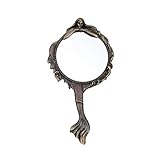 Unicorn Studios Vintage Style Hand Held Mermaid Vanity Mirror Cold Cast Resin Antique Bronze Finish
