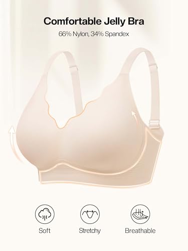 Image of Wireless Jelly Bras for Women No Underwire with Support - S-2XL Seamless Bralettes Everyday Comfort Tshirt Padded Bra