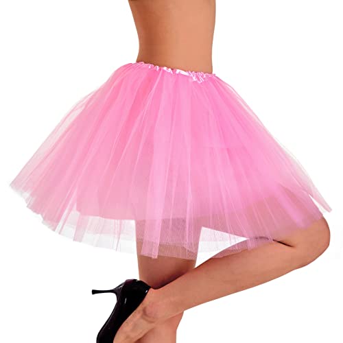 Phantomon Tutu Skirt Women's Teens Classic Elastic 4 Layered Tulle Ballet Tutu Skirt, Adult Size Non See-Through