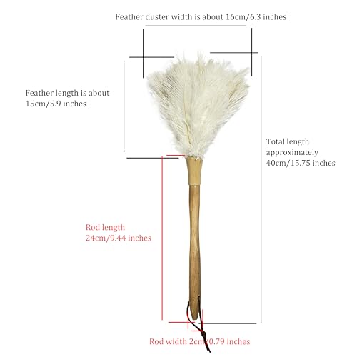 Image of Feather Duster 15.7 Inch - Made of Ostrich Feathers for Cleaning Home (Off White)