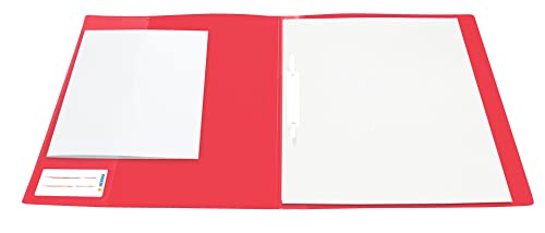 HERMA 19490 Schnellhefter A4 Transluzent Rot, 3 Stück, Sichthefter aus Kunststoff mit Beschriftungsetikett, Einstecktasche & Metallheftzunge, stabiles Plastik Schnellhefter Set für Schule & Büro