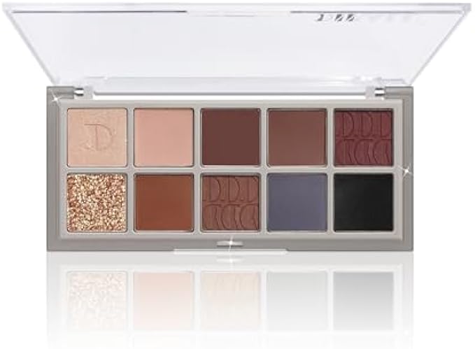 Go Ho 10 Colors Eyeshadow Palette,Matte&Shimmer&Glitter Eyeshadow Makeup,Powder Blendable Shades,Naturing-Looking,High Pigment Waterproof Cool Eye Eyeshadow Palette, 08# Cool Dark