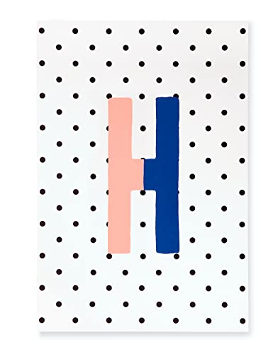 Kate Spade New York Initial Notepad, Paper Pad with 100 Blank Sheets, 7" x 4.75" Small Writing Pad for Desktop Notes H (Blue)