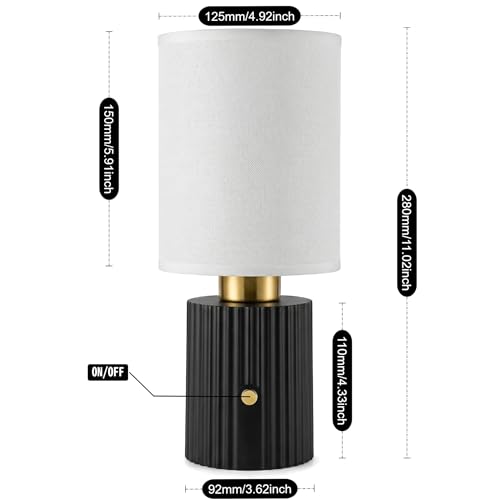 Image of 11 inch Height Modern Cordless Table Lamp,Bedside Lamp With Fabric Lampshade