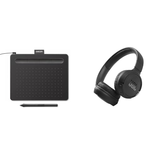 Image of Wacom Intuos Small Graphics Drawing Tablet, Includes Training & Software & JBL Tune 510BT: Wireless On-Ear Headphones with Purebass Sound - Black