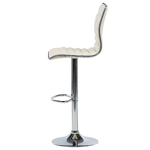 Tabouret de bar pivotant réglable simili cuir beige comptoir cuisine x2 - 6