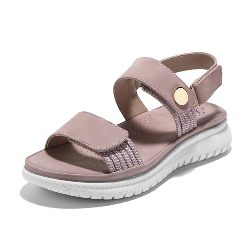 JOMIX Sandalias Mujer Verano con Banda Ajustable Sandalias Deportivas Mujer con Plantilla Ortopédica Playa Piscina Mar Sandalias Planas Mujer, Rosa, 39 EU