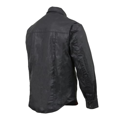 Milwaukee Leather Men’s Black Waxy Coated Snap Front Shirt MDM16032