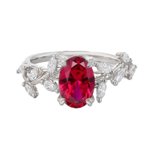 925 Sterling Silver 1.5 CT Oval Leaf Gemstone Engagement Ring for Women Dainty Birthstone Ring Wedding Promise Valentine's Day Birthday Gift for Her Size 4-12