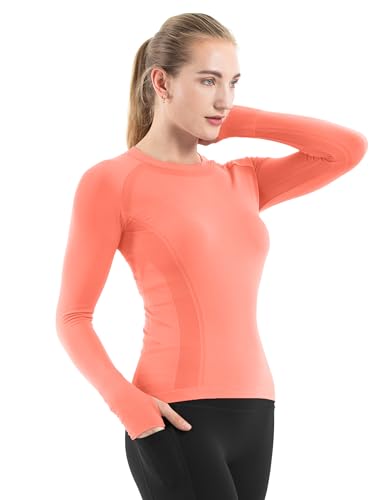 Image of MathCat Seamless Workout Shirts for Women Long Sleeve Yoga Tops Sports Running Shirt Breathable Athletic Top Slim Fit XS-XL