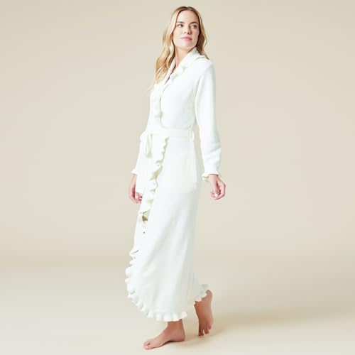 Softies Women's Ultra Soft Ruffle Ankle-Length Chenille Robe, Lightweight, Side Seam Pockets3