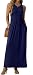 GRECERELLE Women's Sleeveless Long Floor Length Maxi Slim Beach Dresses Navy Blue M