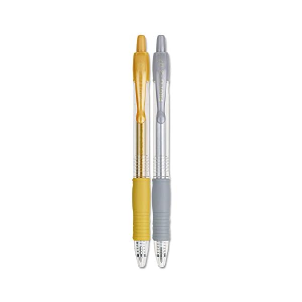 Pilot G2 Metallics Gel Roller Stifte, feine Spitze, gold/silber Tinten, 4er Pack (34423) 2-Pack gold-/silberfarben – Bild 3