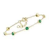 Ross-Simons 1.70 ct. t.w. Bezel-Set Emerald Station Bracelet in 18kt Gold Over Sterling. 7 inches
