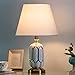 WMYDNX Lighting Tools Light Luxury LED Table Lamp Fabric Lampshade Desk Lamp with Ceramic Body Study Desktop Reading Lamp Bedroom Table Lamp Indoor (Color : Green, Switch Type : Button)
