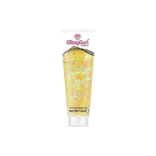 Gel con purpurina holográfica para la cara y el cuerpo, 12 ml, gel con purpurina cosmética corporal y para el cabello (Crazy Canary)