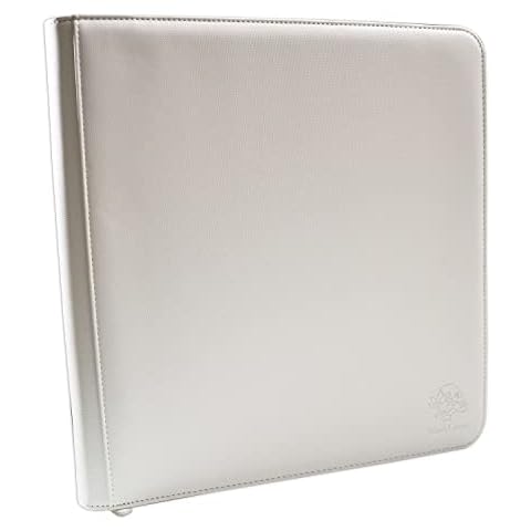 12 Pocket Side Loading Trading Zip Card Binder, Double-Sided with 20 Pages, Compatible with 480 Card Album Folder for Sports & Magic & TCG Cards (White) Cover