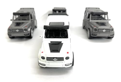 Image of SHAKTISM Die-Cast Metal Car Toy -1:36 Scale, Opening Doors, Pull Back Function, Collectible Toy, Racing Car for Kids Birthday Gift for Boys Girls (White G-Wagon Diecast)