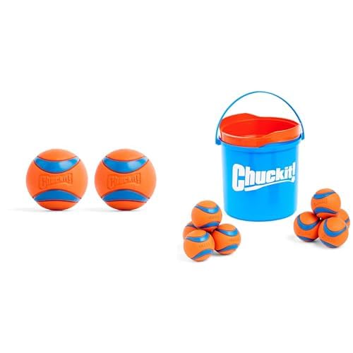 Chuckit Ultra Ball Dog Toy Bundle - Medium 2 5-inch Bouncy Fetch Balls for Dogs 20-60 lbs -
