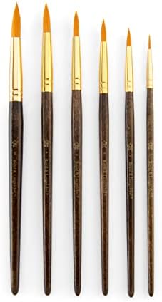 Royal & Langnickel Gold Royal Zip N' Close Taklon Round 6-Piece Brush Set, 10.5 x 2.9 x 0.5