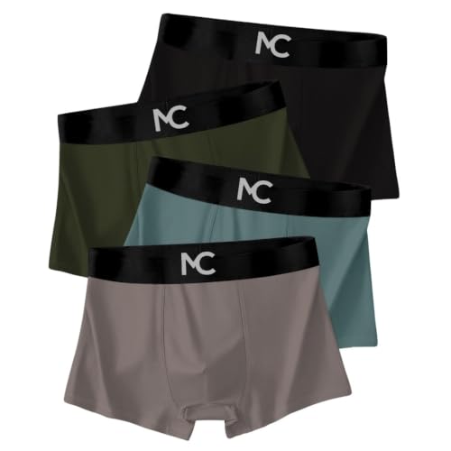 Image of Men's Premium Microfiber Boxer Briefs for Men | Soft Stretch Breathable Innerwear | Moisture-Wicking Comfortable Trunks with Elastic Waistband | Multi Color Pack of 4