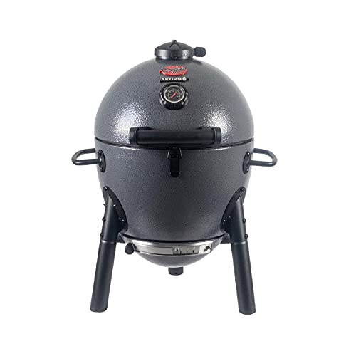 Char-Griller AKORN Jr. Portable Kamado Charcoal Grill and Smoker, Triple-Wall Insulated Steel with Cast Iron Grates and Locking Lid, 155 Sq. In. Cooking Area, Ash
