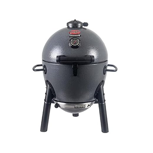 Char-Griller® AKORN® Jr. Portable Kamado Charcoal Grill and Smoker with Cast Iron Grates and Locking Lid with 155 Cooking Square Inches in Ash, Model E86714