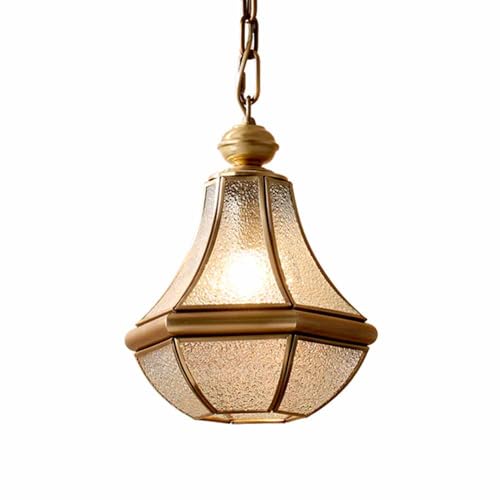 Suspension vintage en laiton et verre dépoli au design antique antirouille