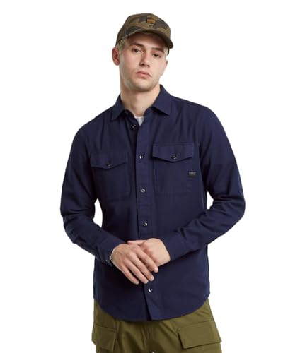 G-STAR Marine Slim Long Sleeve Shirt, Camisetas para Hombre, Azul (Sartho Blue GD D24963-D454-B597), XL