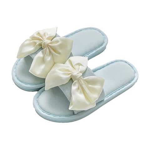 conrtems Bow Slippers Candy Colour Fabric Slippers Breathable Slippers。 (Blue, Adult, Women, 8, Numeric Range, US Footwear Size System, 9, Medium) Cover