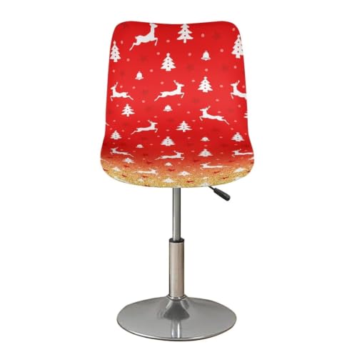 Image of Christmas Reindeer Bar Stool Chair Cover with Back Stretch Swivel Barstool Slipcovers with 4 pcs Seat Couch Cover Waterproof Anti-Scratches Spills Chair Covers