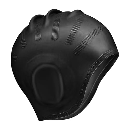 Gorro Piscina Protección Oido 3D, Gorro Natación Unisex Silicona Elástico Impermeable para Mujer Hombre, Gorro de Baño Látex Profesional para Adultos Nadadores Pelo Largo y Corto, Talla Unica (Negro) - imagen 7