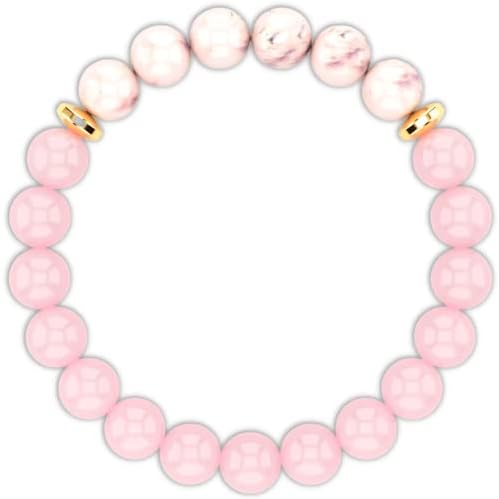 [Healing Trust] Rose Quartz Bracelet For Women, Rose Quartz Crystal, Pink Opal Peru, Hematite Bracelet, HAPPINESS Bracelet for Women, Cute Bracelets for Teen Girls, Positive Vibes Bracelet, Brazaletes Para Mujer, Ladies Chakra Fertility Love Attraction Crystal Beads Bracelet Friendship Gifts, Ultra Cute Pink Bracelets for Women, Crystal Bracelets Spiritual