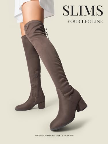 image for DREAM PAIRS Women's Laurence Over The Knee Thigh High Chunky Heel Boot