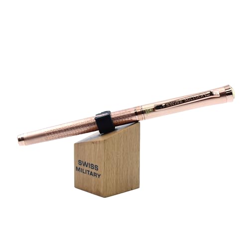 Image of SWISS MILITARY INNOVA Smooth Writing Metal Body Roller Pen with 0.7mm NSTC Blue Poly Jotter Refill, 2000-2200m Writing Length, Best Gift Men & Women, Professional, Executive Office- Body Rose