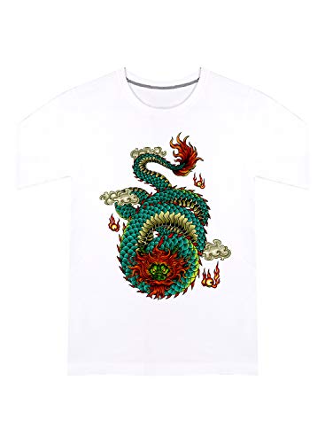Image of CreativiT Graphic Printed T-Shirt for Unisex Dragon Tshirt | Casual Half Sleeve Round Neck T-Shirt | 100% Cotton | D00207-32