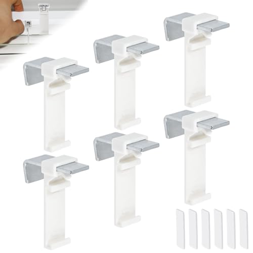 VGECEE 6 STK Klemmhalter für Klemmfix Rollo Doppelrollo Duo-Rollo Klemmträger Halterung Klebehalter für Klemmfix Rollo Duorollo ohne Bohren zum Klemmen und Kleben als Zubehör für PVC Holz-Fenster