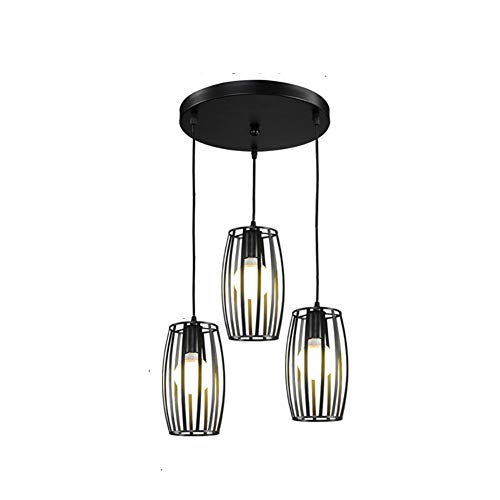 Plafonnier 3 lumières noir réglable style industriel moderne pour salle à manger