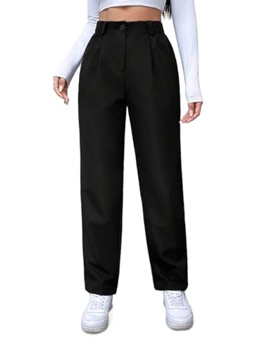 Women's High Waist Pleated Straight Leg Loose Casual Pants Trousers Pants for Women