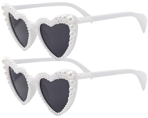 Bride Sunglasses for Bachelorette Party, White Heart-shaped Glasses Women Fun Photo Prop, Wedding Party Favors & Guest Gifts