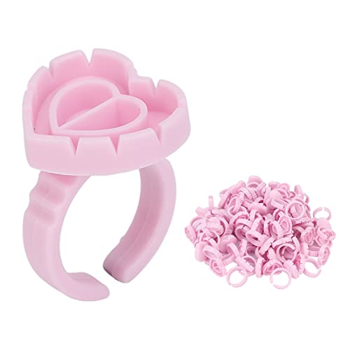 Soportes de Pegamento para Pestañas, 100 Unidades, Plástico en Forma de Corazón, Anillos y Tazas para Extensiones de Pestañas Postizas