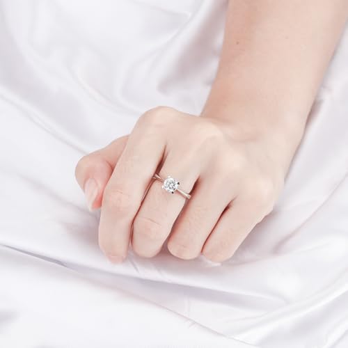 DovEggs Moissanite Engagement Rings 1ct 6.5mm G-H-I Color Round Cut Moissanite Wedding Rings Sterling Silver Anniversary Promise Rings for Her3