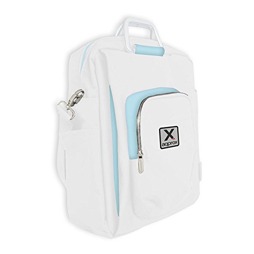 Approx Toploader Tasche mit Mehreren Reißverschluss Fächer für 15,6 Laptops, Weiß/Blau Cover