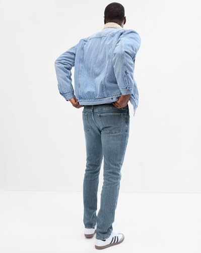 Image of Gap Men Skinny Fit Mid Rise Mid Washed Stretch Denim Jeans