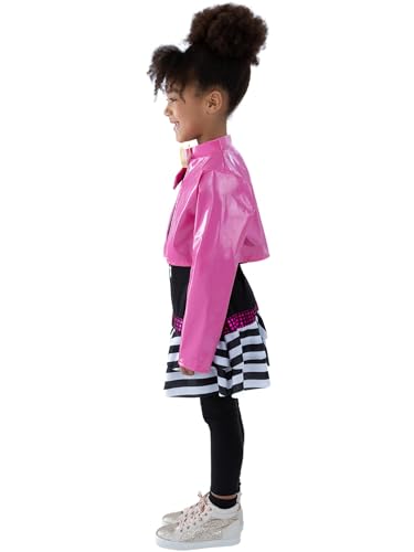 Smiffys Rockstar Glam Costume, Black with Top & Jacket, Girls Fancy Dress, Child Dress Up Costumes