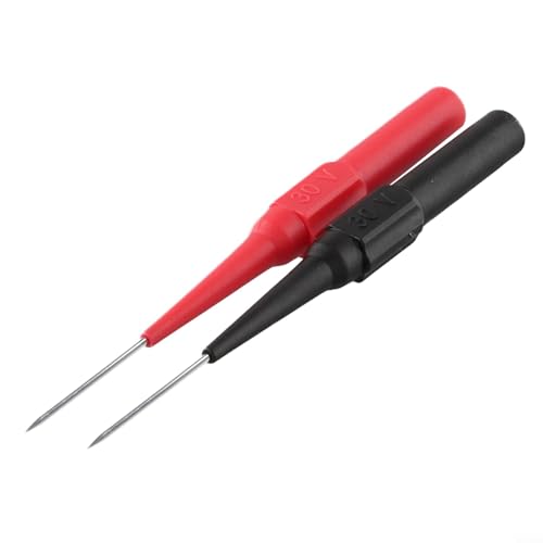 Image of Stainless Steel Test Probes with 4mm Socket for Multimeter Oscilloscope, Thin Needle Cable Piercing Clamp for Automotive Power Testing, Red Black 10 Pack(2pcs)