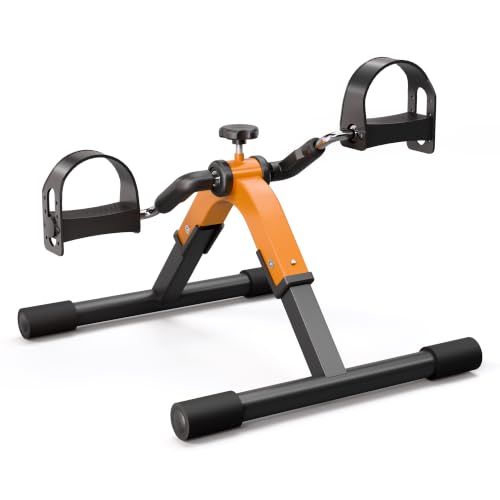 Image of Folding Pedal Exerciser Mini Exercise Bike Under Desk Bike for Arms and Legs Workout, Portable Desk Bike Peddler Machine for Sedentary Officer & Seniors